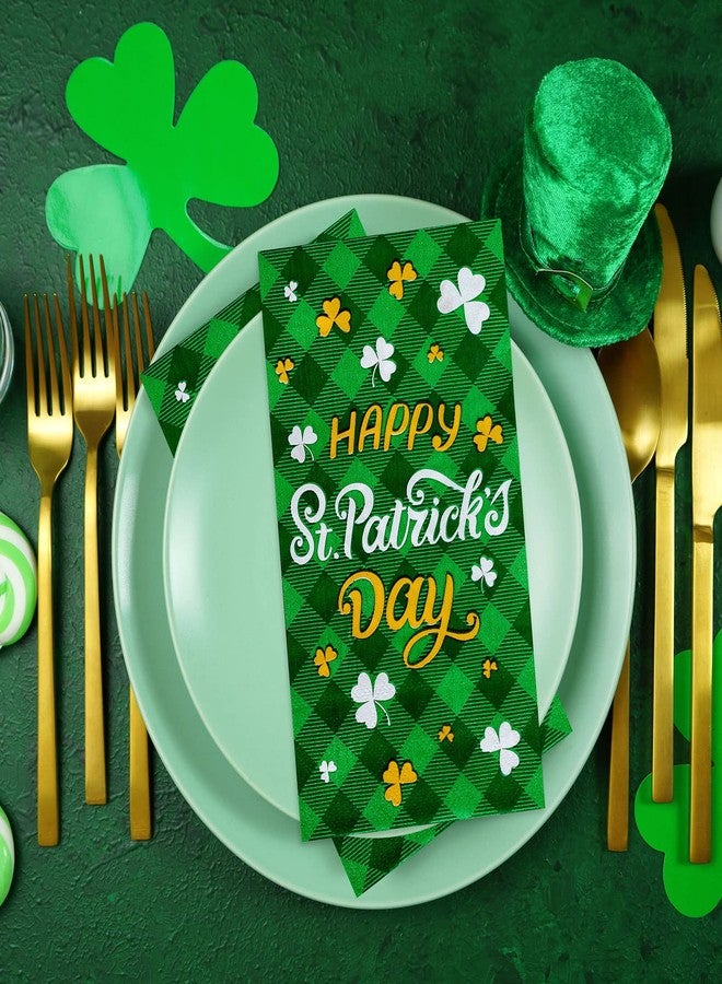 وولاين مناديل ضيوف عيد القديس باتريك من والين، مزينة بنقشة البرسيم الأخضر، مصنوعة من ورق مقوى بنقشة مربعات الجاموس، مناسبة لحفلات العشاء في الأعياد الأيرلندية، عبوة من 80 منديل، مقاس 4.3 × 7.9 بوصة. - Image 5